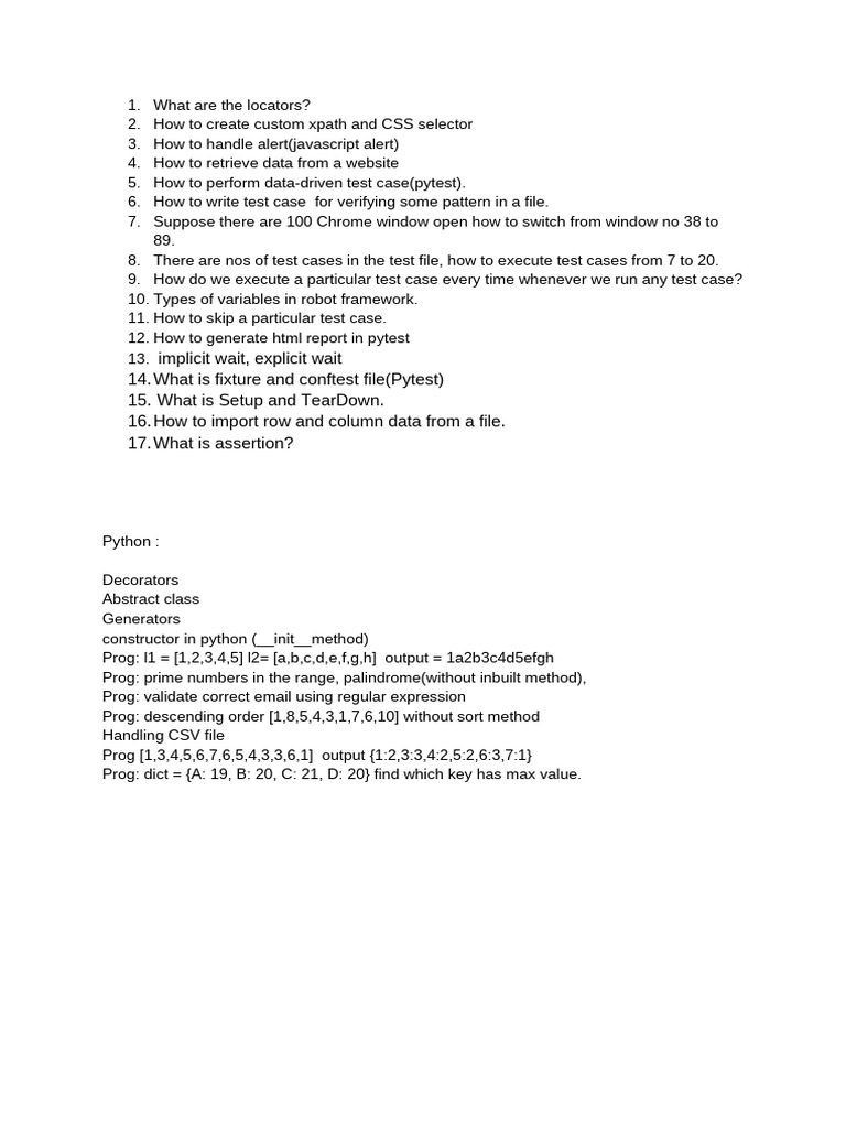 Python Automation Interview Insights | PDF