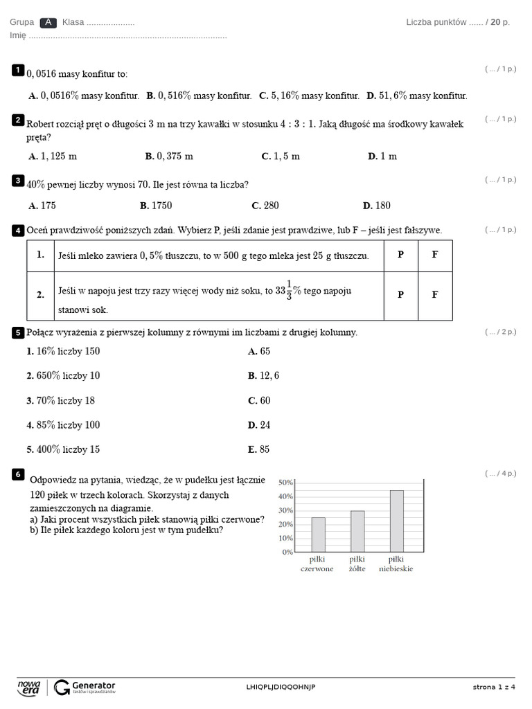 Matma Test - Ekowydruk | PDF