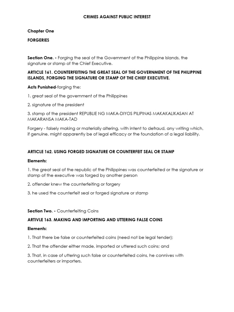 Forgery and Counterfeiting Laws in the Philippines | PDF | Perjury ...