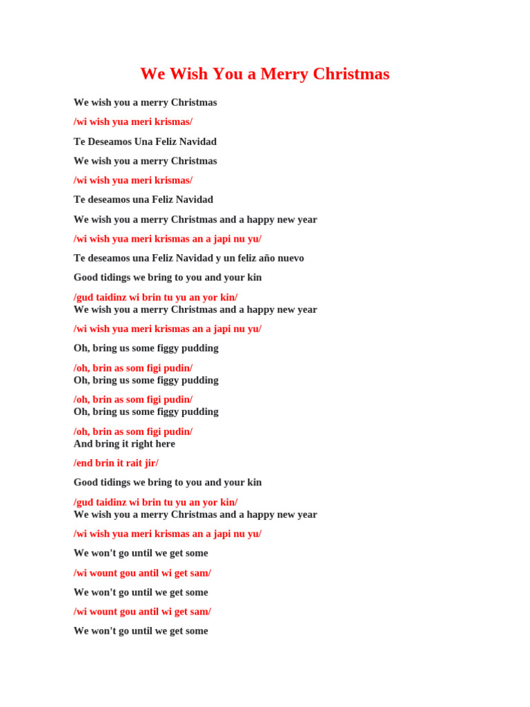 Merry Christmas Lyrics Printable PDF | PDF