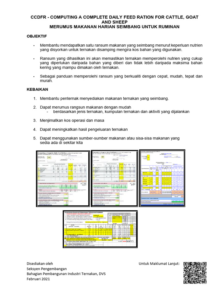 CCDFR Computing A Complete Daily Feed Ration For Ruminants | PDF