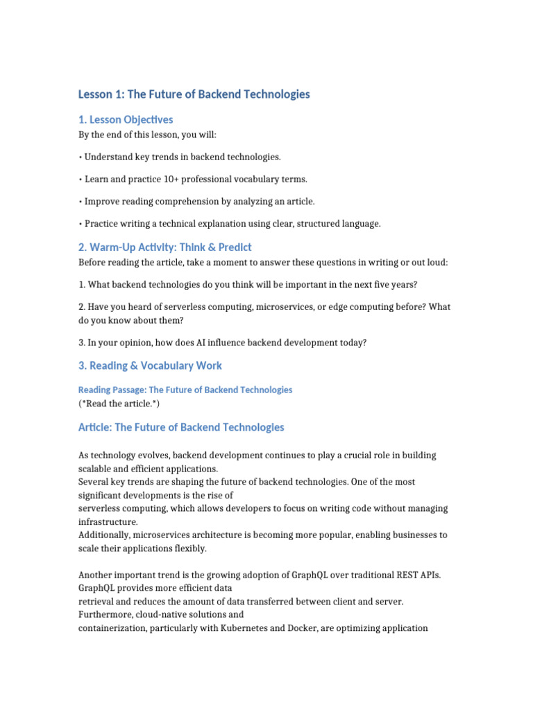 Future Trends in Backend Technologies | PDF | Artificial Intelligence ...