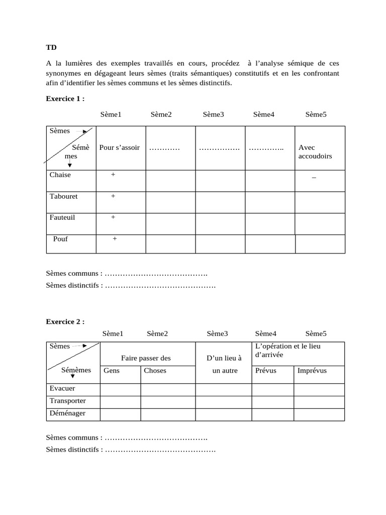 Analyse sémique des synonymes | PDF