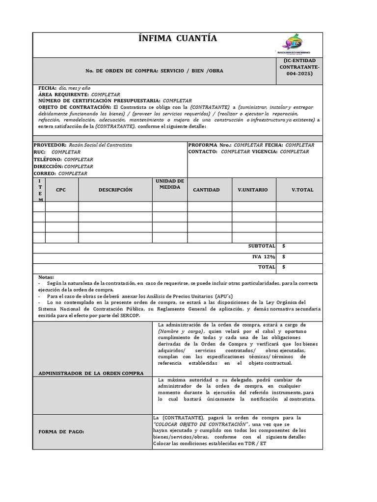 Orden de Compra para Contratación Pública | PDF | Multa (pena ...
