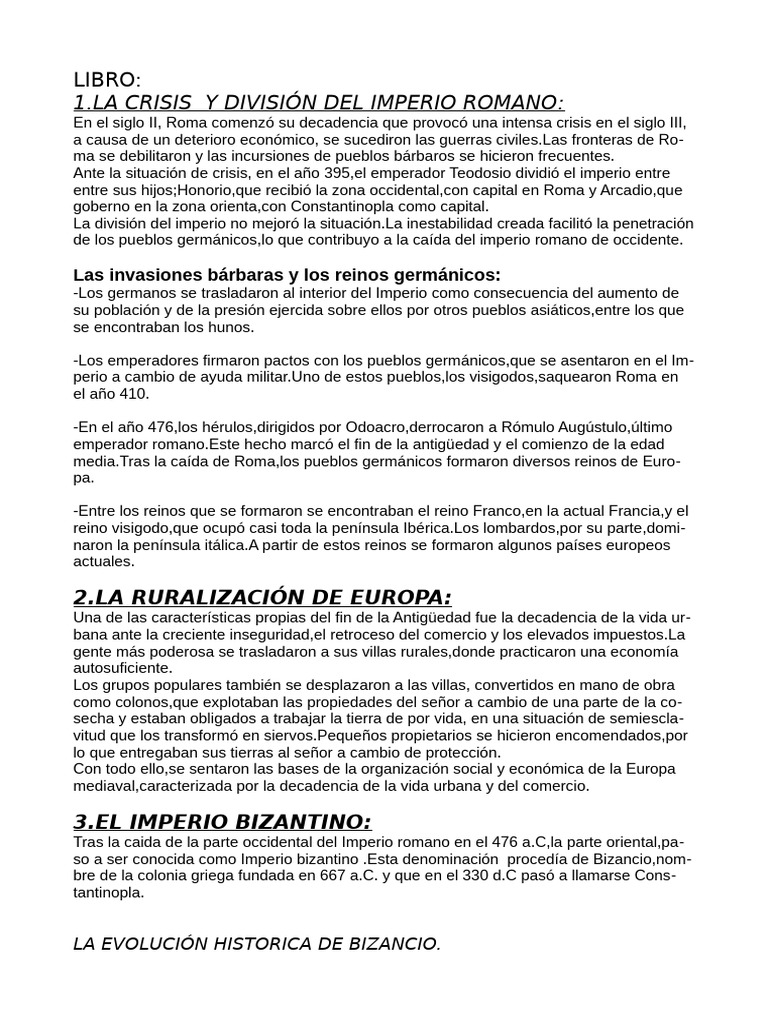 Geh 2do Eso Tema 1 | PDF | imperio Bizantino | Pueblos germánicos