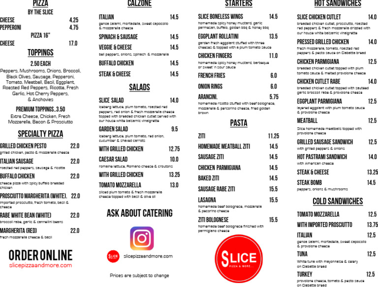 Slice+Menu+24+MASTER+TEST+22 | PDF | Pesto | Mozzarella