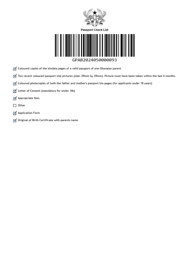 Ghana Passport Application Checklist | PDF