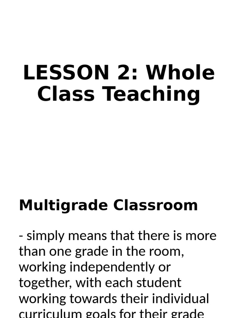 Whole Class Teaching in Multigrade Settings | PDF