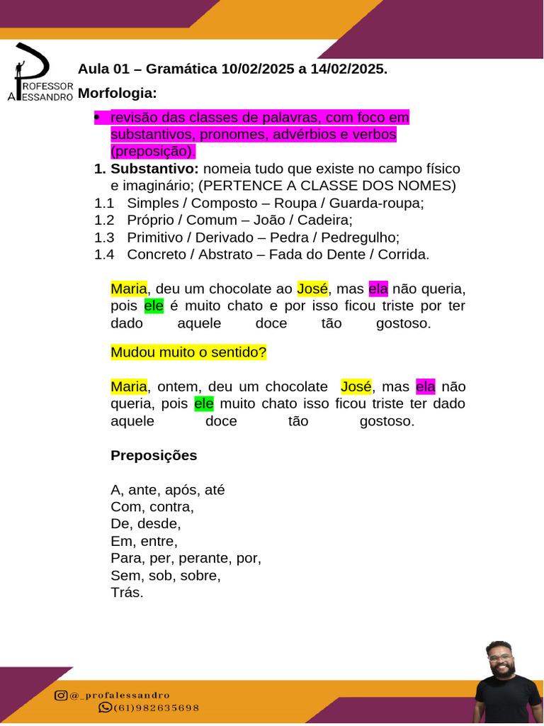 Morfologia: Classes de Palavras e Exemplos | PDF