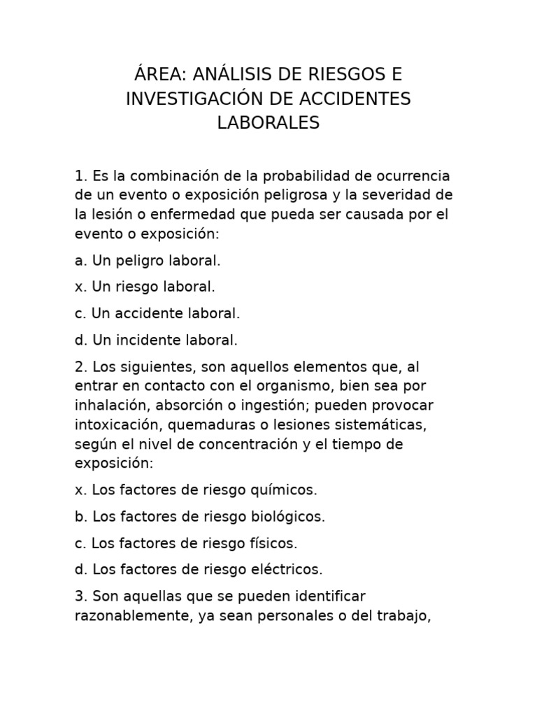 Análisis de Riesgos Laborales y Accidentes | PDF | Riesgo | Higiene ...