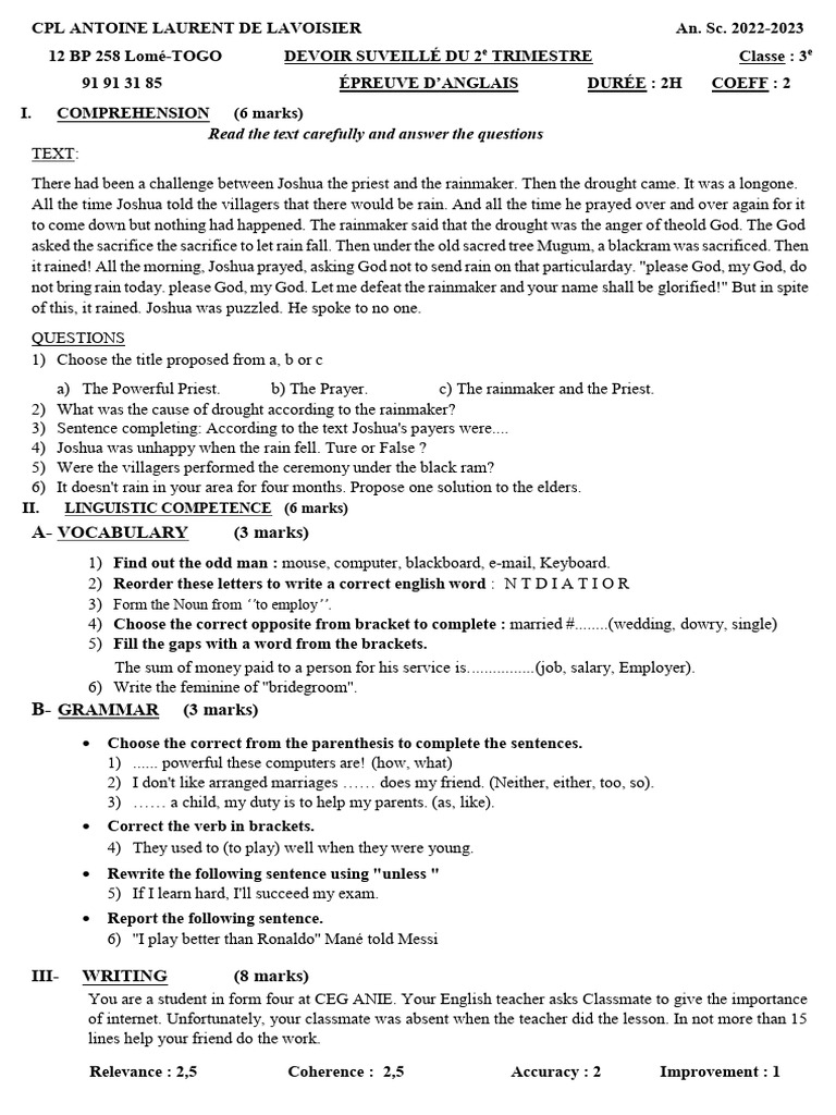 english-exam-questions-for-3e-to-6e-classes-pdf-grammar-linguistics