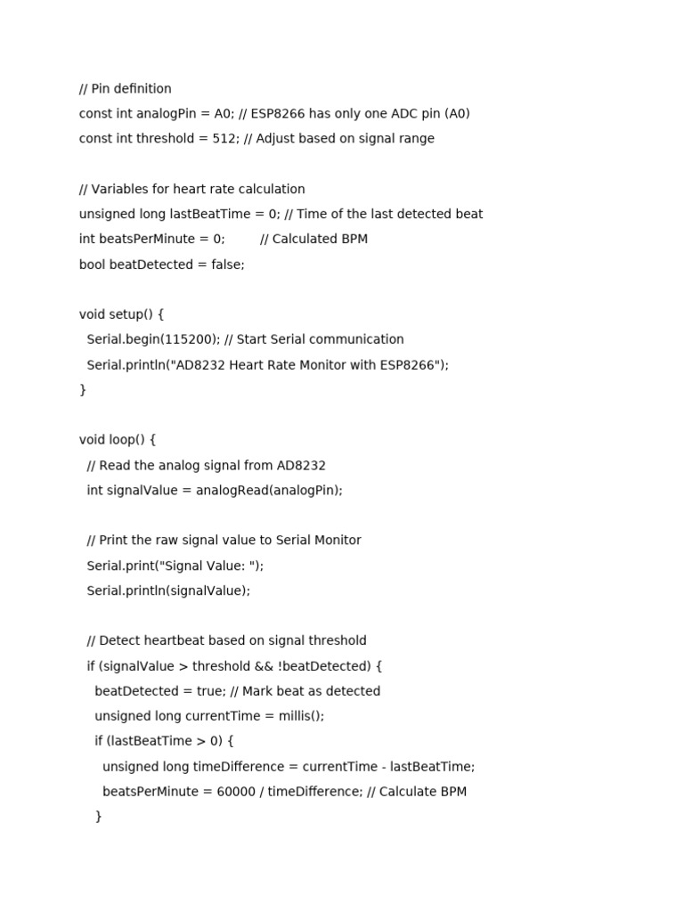 AD8232 Heart Rate Monitor Code | PDF