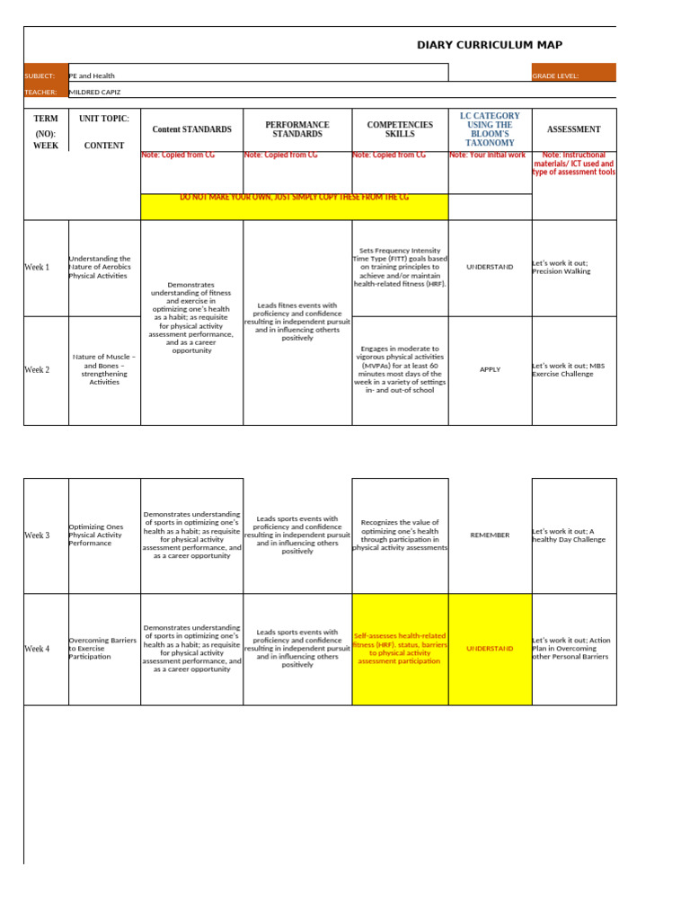 PE and Health Curriculum Map 2023-2024 | PDF | Physical Education ...