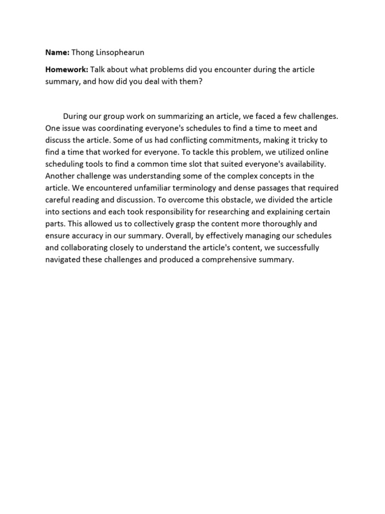 Problem When Summary Paragraph | PDF