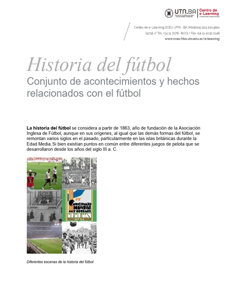 Historia del fútbol: Orígenes y evolución | PDF | Asociación de Futbol ...