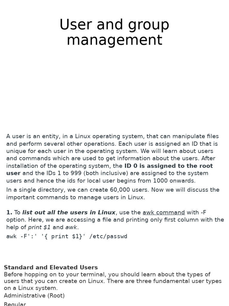 Linux User Management Commands | PDF | User (Computing) | Superuser