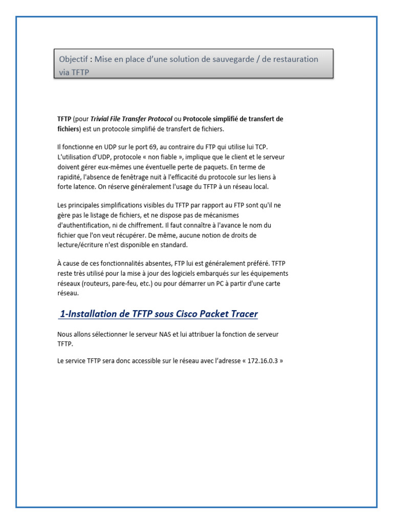 Guide d'utilisation du protocole TFTP | PDF | Informatique | Réseau ...