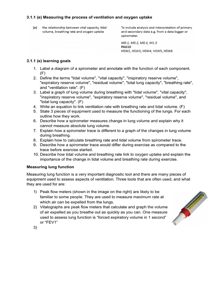 Cells 30 - Notes - Spirometer | PDF