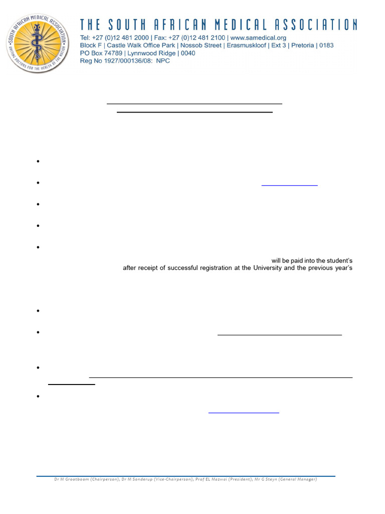 SAMA Bursary Application Guidelines | PDF | Qualifications | Academia