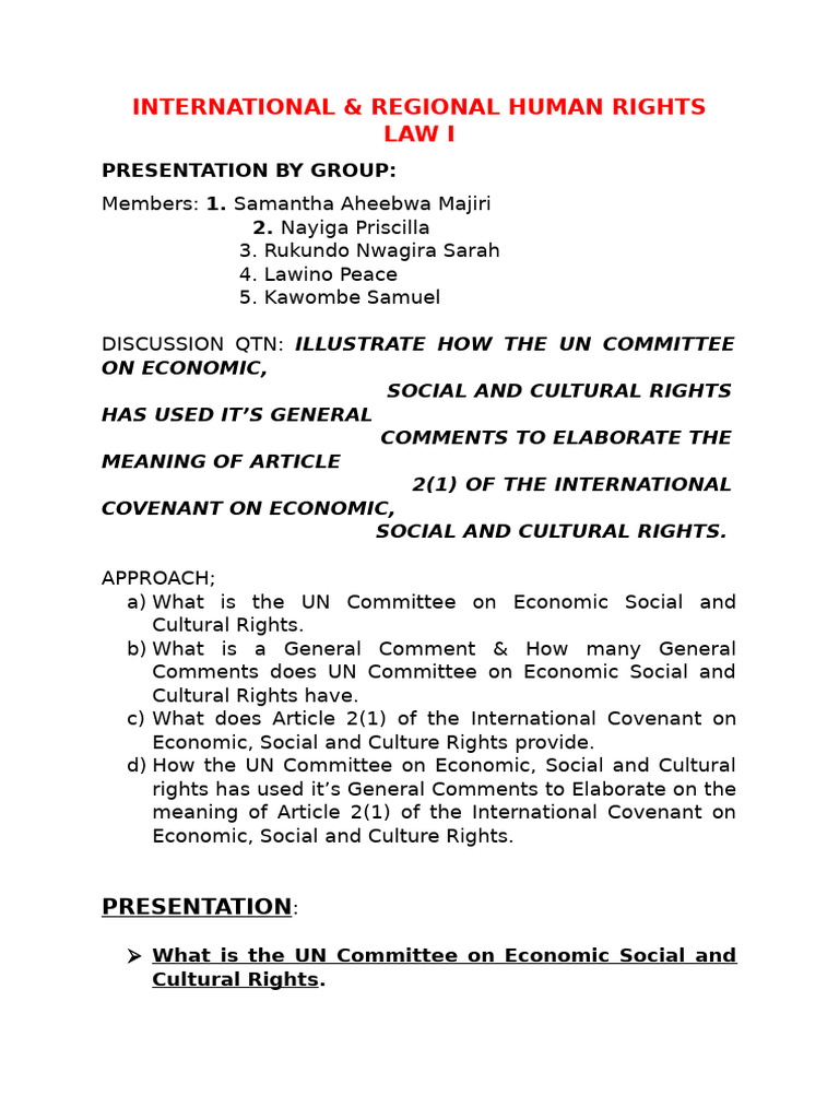 Human Rights Presentation by Group | PDF | Right To Housing | Human Rights