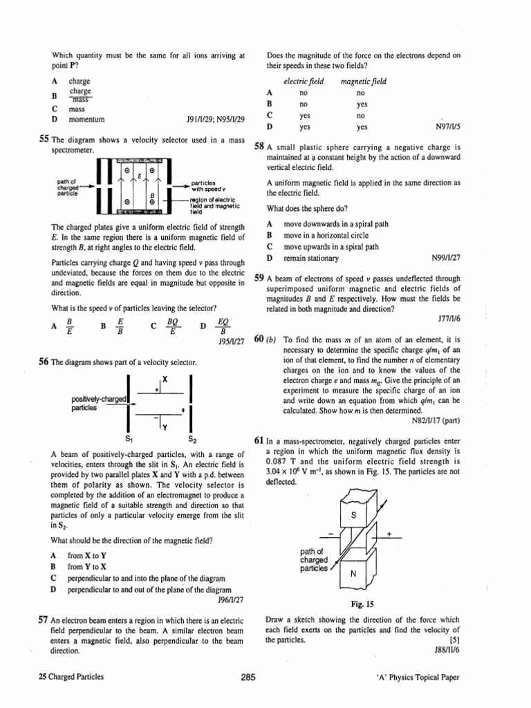 Charged Particles in Velocity Selector | PDF | Electric Field ...