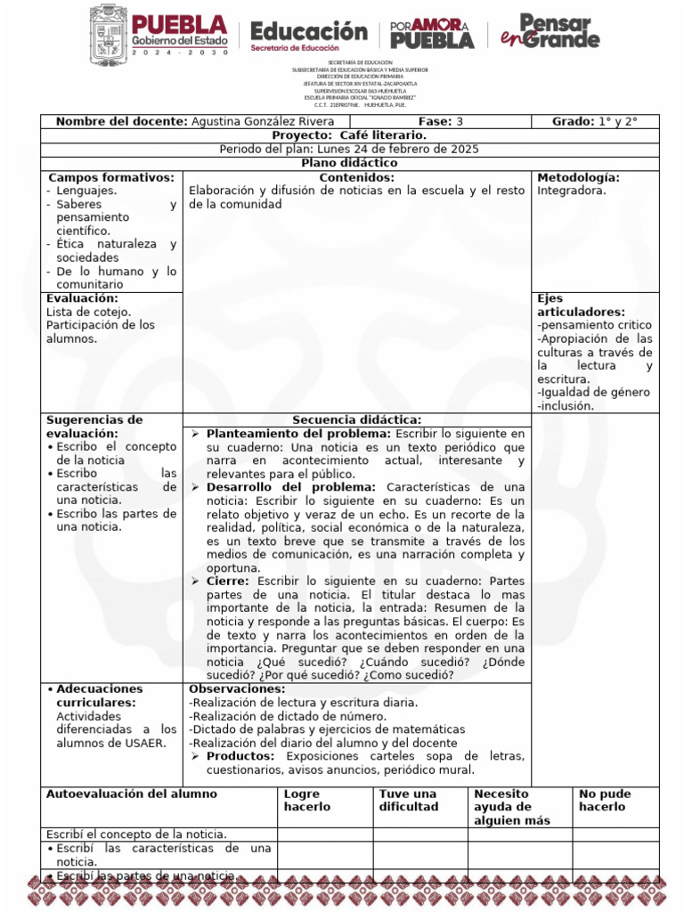Planeacion 24 de Febrero | PDF | Educación primaria | Escuelas