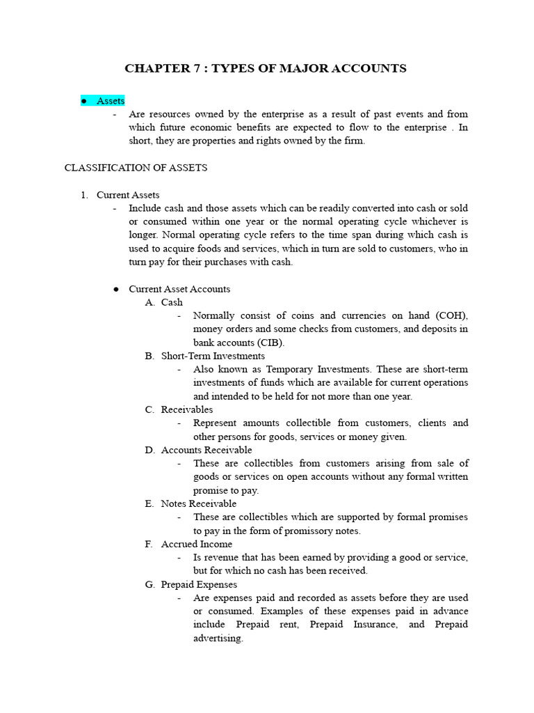 Major Account Types Explained | PDF | Debits And Credits | Equity (Finance)