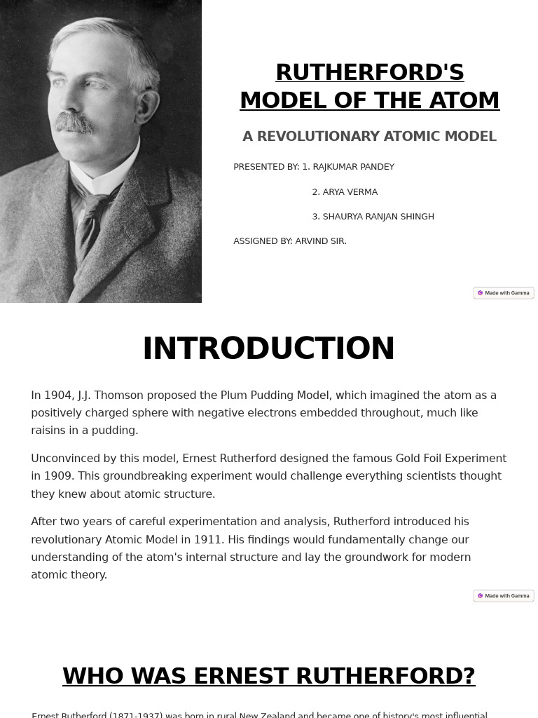 Rutherford's Atomic Model | PDF | Atomic Nucleus | Atoms