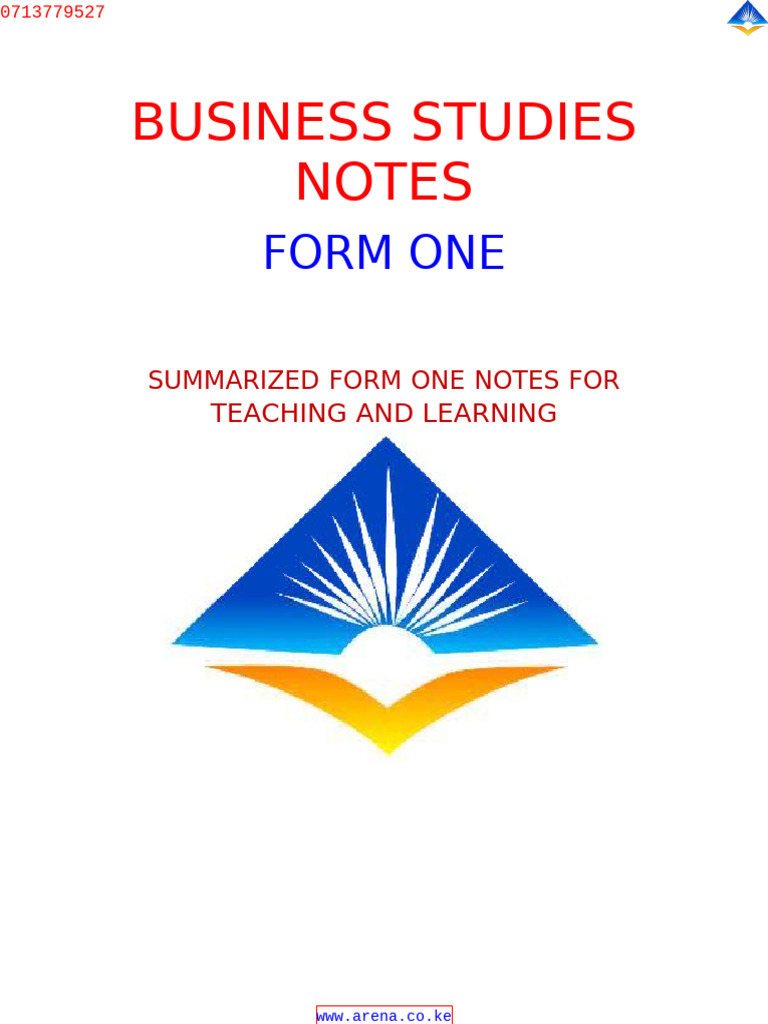 Business Studies Form One Notes (3) 439 | PDF | Goods | Labour Economics
