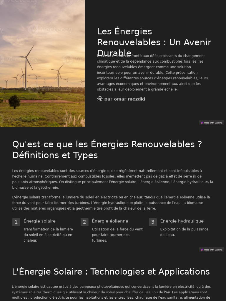 Énergies Renouvelables : Définition et Avantages | PDF | Énergie ...