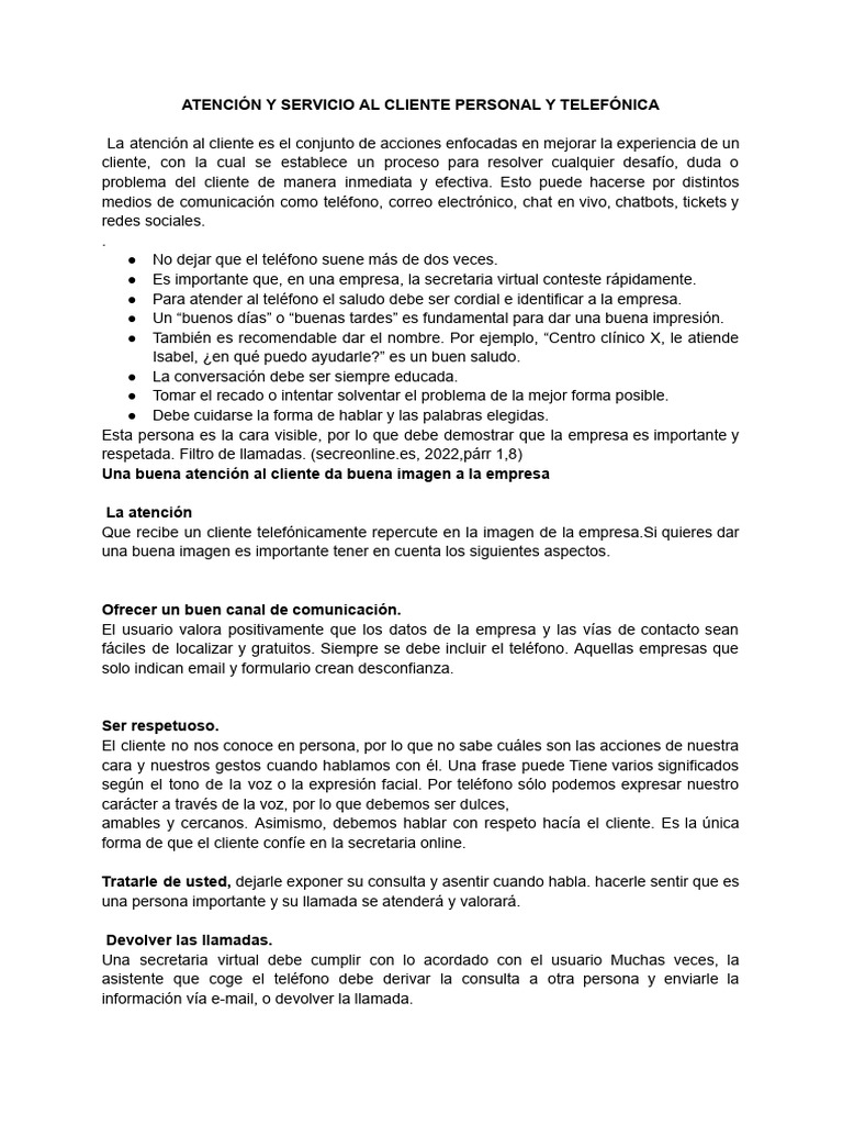 Mejores Prácticas en Atención al Cliente | PDF | Servicio al Cliente ...