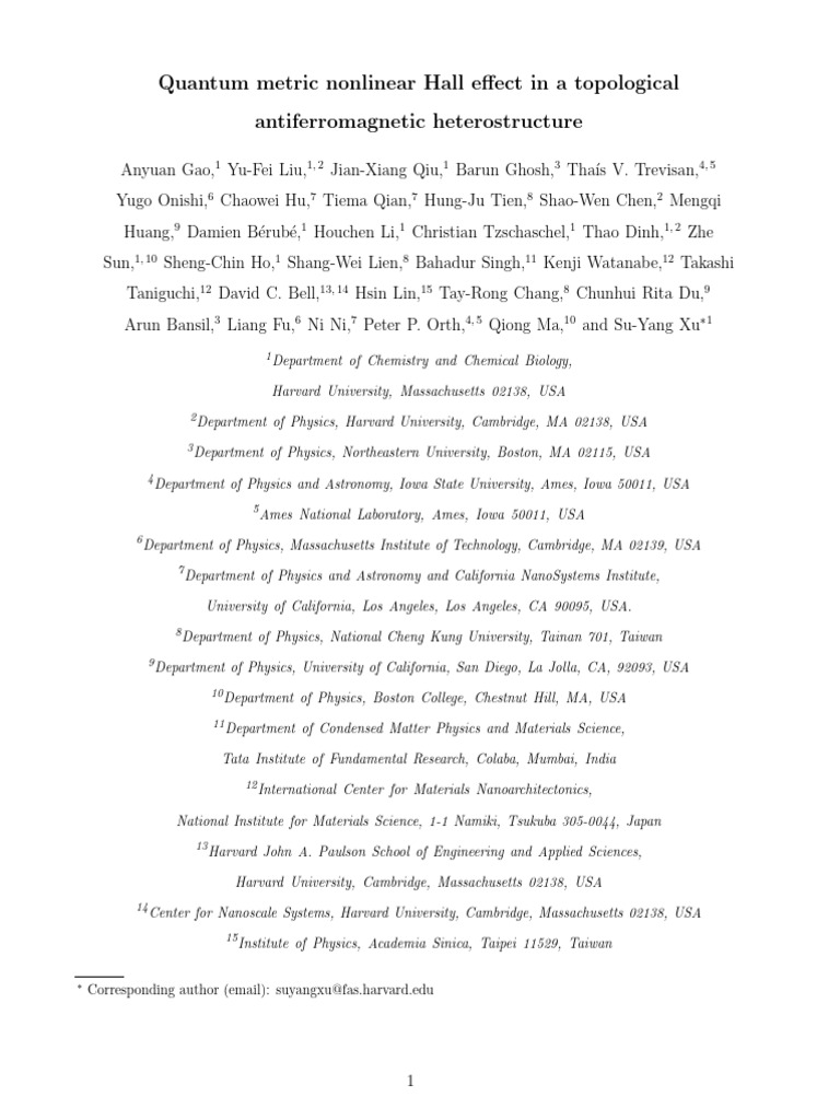 Quantum Metric Nonlinear Qhe Thais Trevisan | PDF | Nonlinear Optics ...