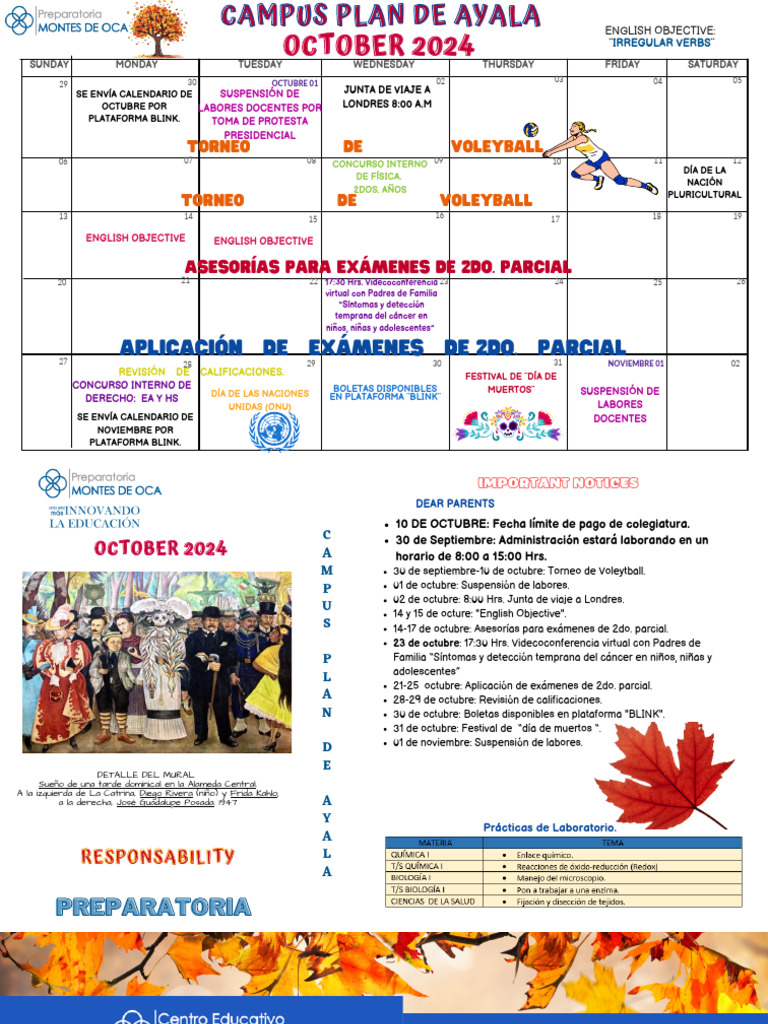 Calendario de Actividades de Octubre 2024 | PDF | México