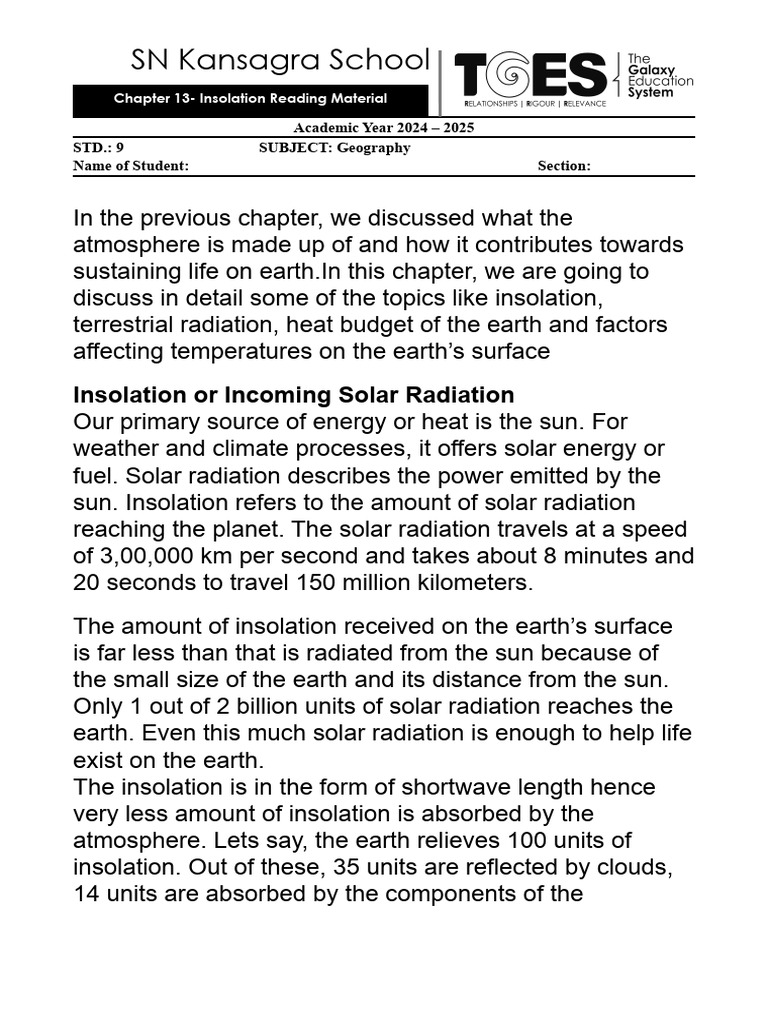 Understanding Insolation and Radiation | PDF | Earth | Atmosphere Of Earth
