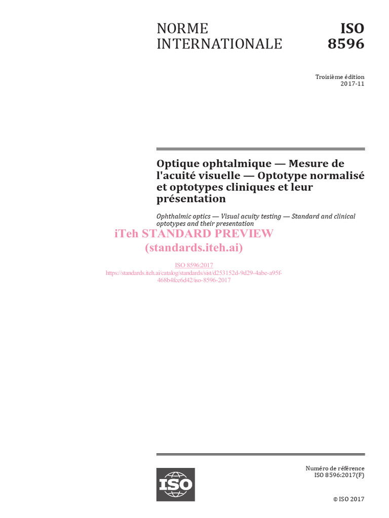 Norme ISO 8596: Acuité visuelle | PDF | Organisation internationale de ...