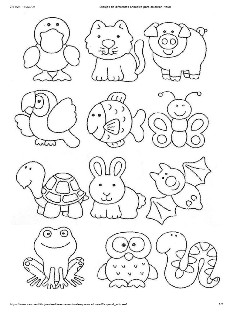 Dibujos de Diferentes Animales para Colorear - Vsun | PDF