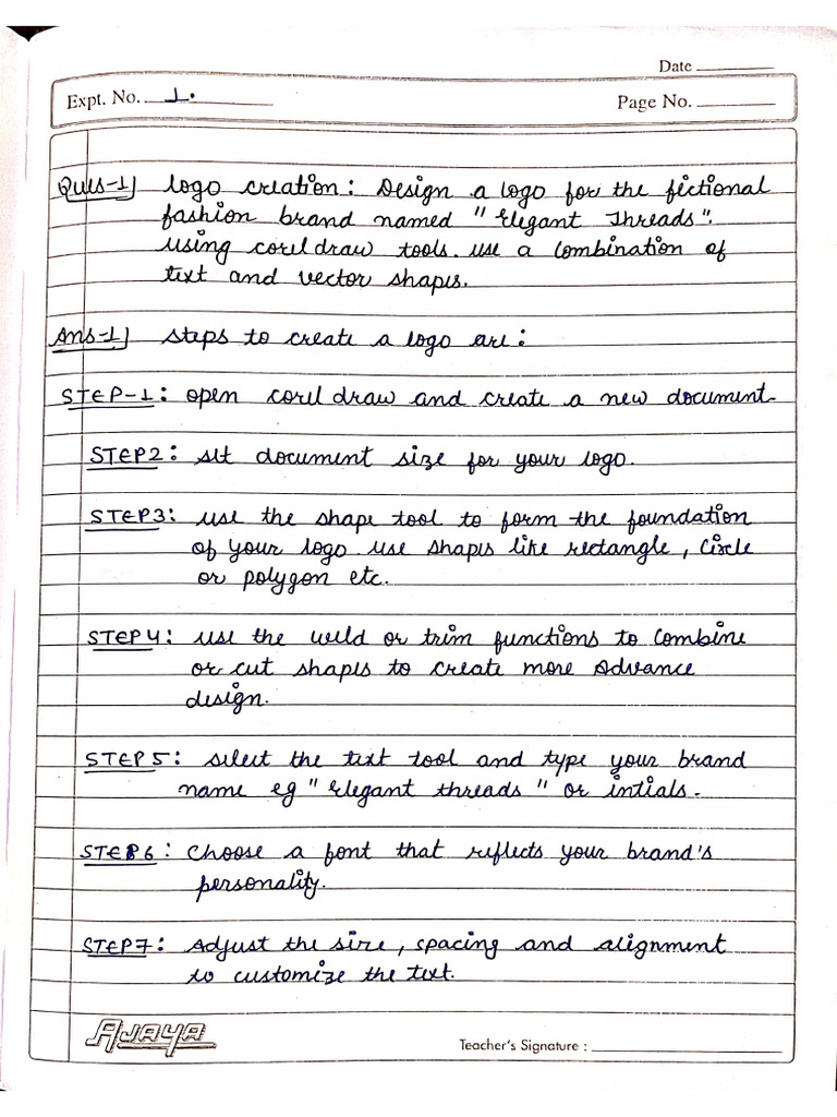 Coral Draw Lab Manual Questions | PDF