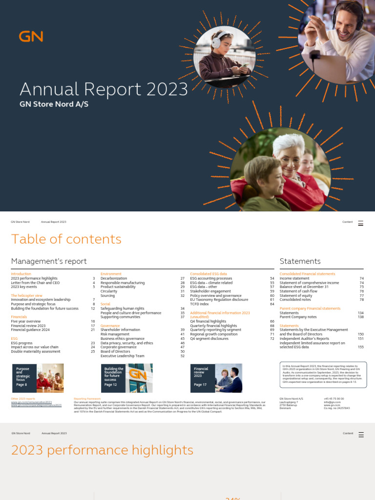 GN Store Nord Annual Report 2023 | PDF | Hearing Aid | Business