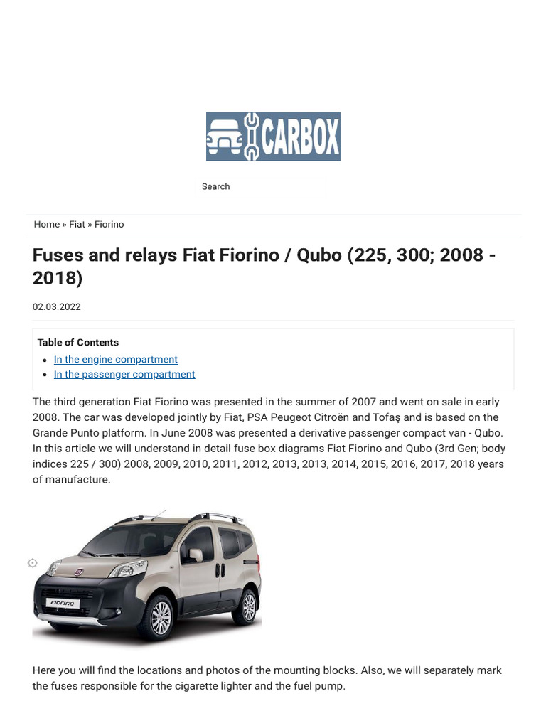 Fiat Fiorino/Qubo Fuse Box Diagrams | PDF | Vehicle Industry | Land ...