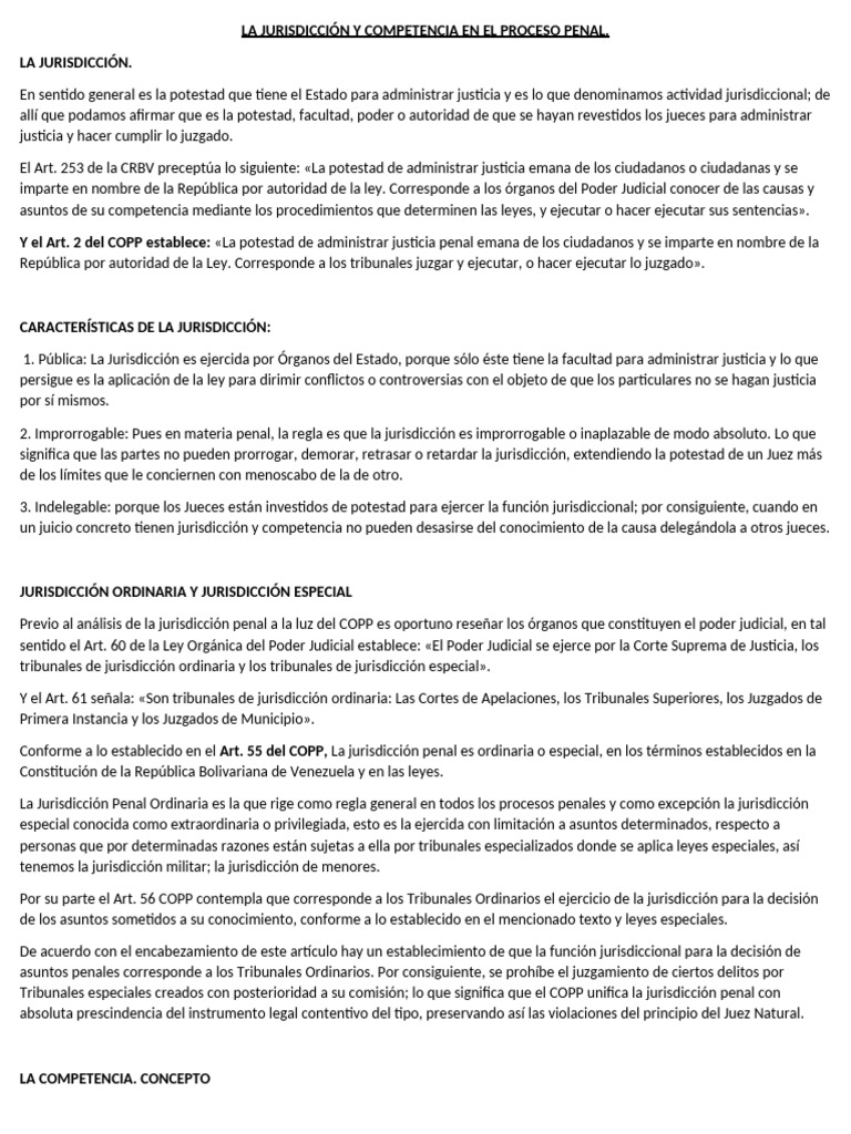 Jurisdicción y Competencia Penal | PDF | Jurisdicción | Judicaturas