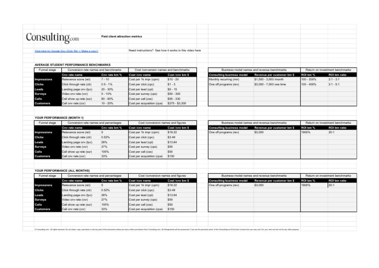 Copia de Paid Client Attraction Metrics - Performance Dashboard | PDF ...
