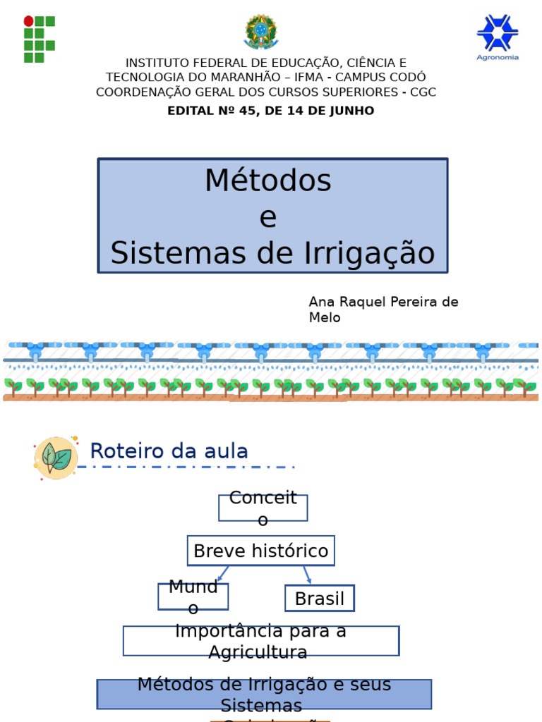 Métodos e Sistemas de Irrigação | PDF | Irrigação | Geociências