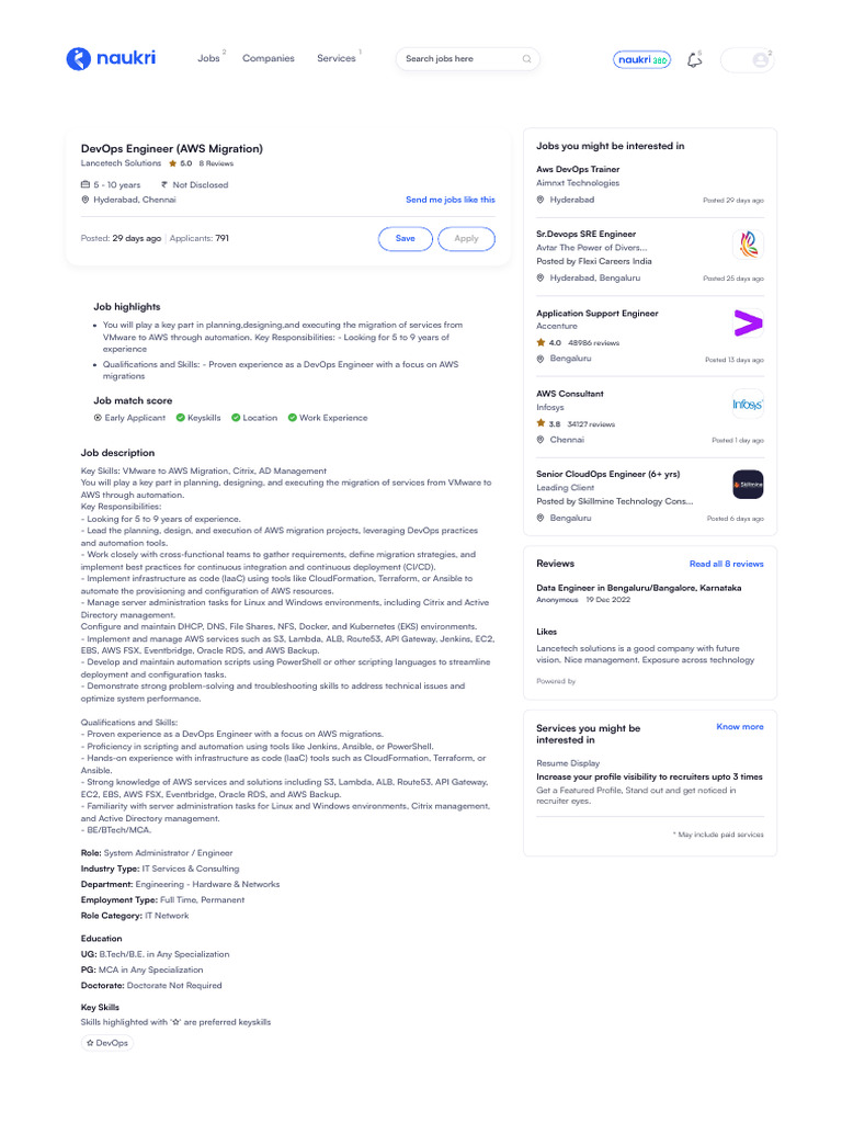 DevOps Engineer for AWS Migration Role | PDF | Amazon Web Services ...