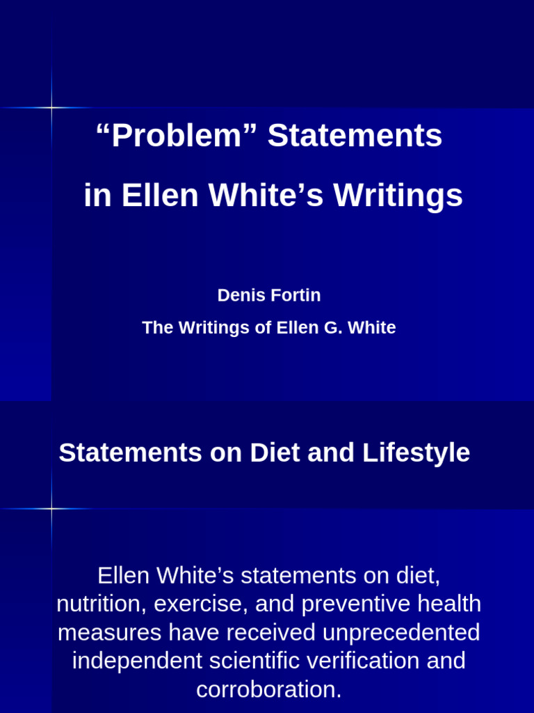 Problem Statements in Ellen White's Writings | PDF | Masturbation | Leprosy