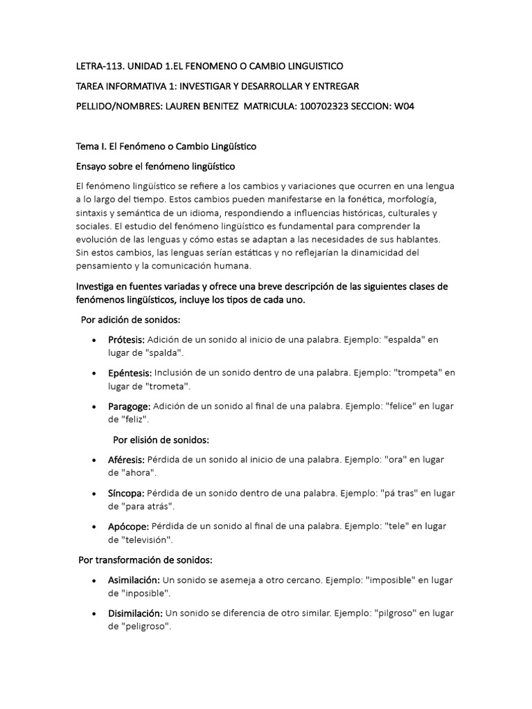 Fenómenos Lingüísticos y Comunicación | PDF | Comunicación | Habla