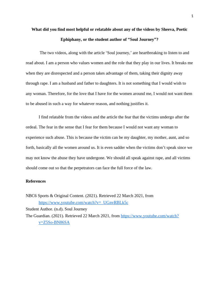 Discussion Women Studies Relatable Experience | PDF