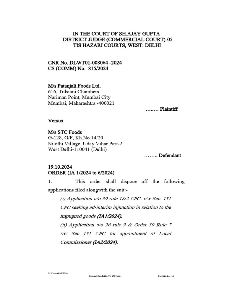 Copy of Court Order | PDF | Trade Dress | Trademark
