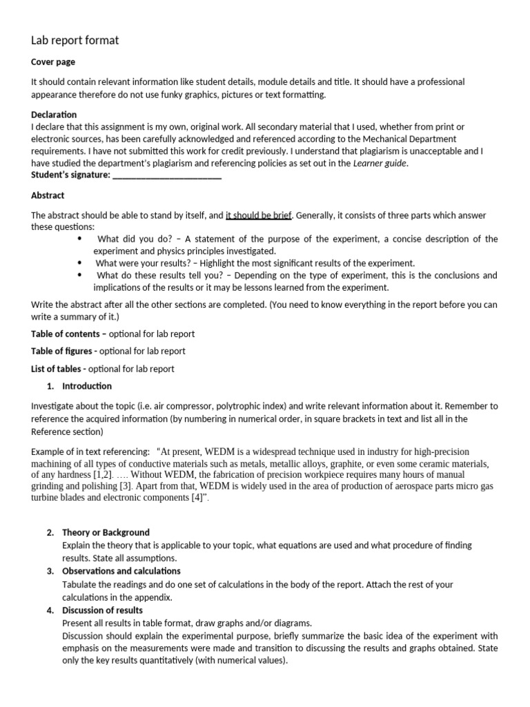 Lab report format(1) | PDF | Theory
