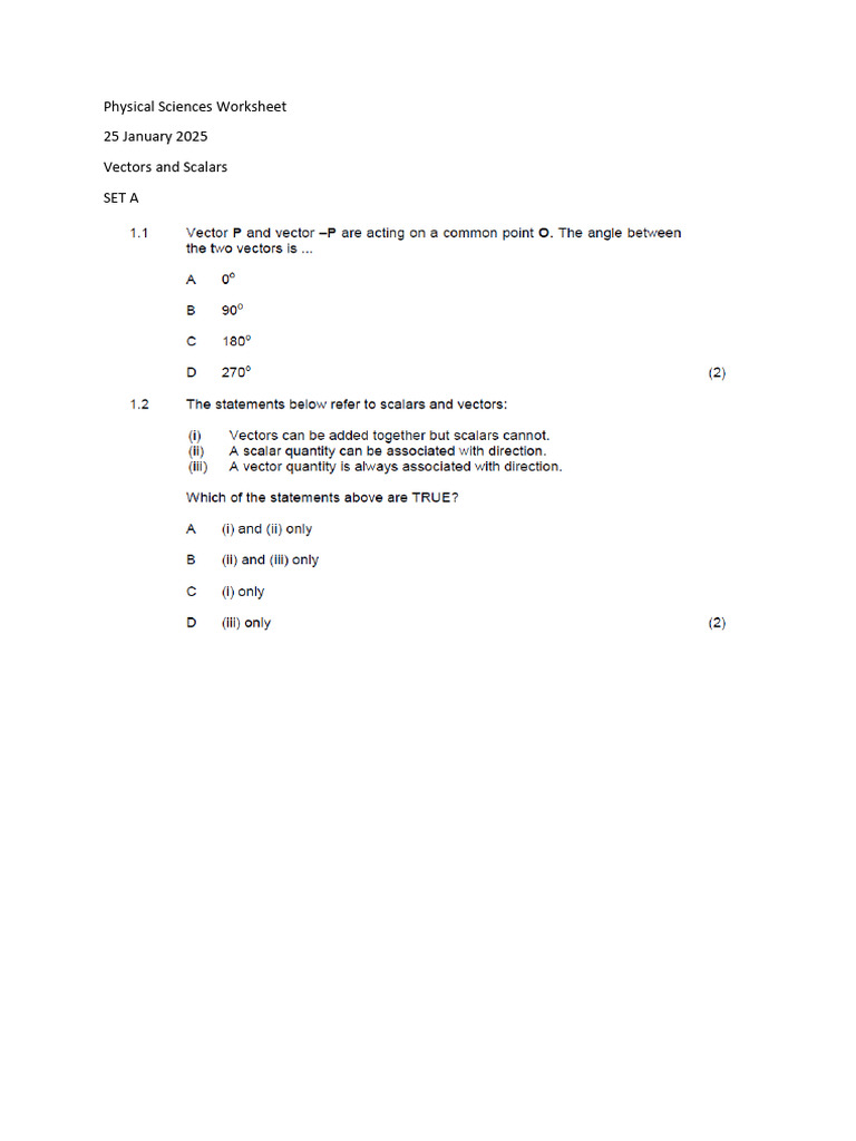 Physical Sciences Worksheet 25 Jan - 024126 | PDF