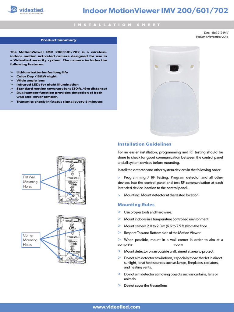 Indoor MotionViewer IMV Installation Guide | PDF | Electromagnetic ...